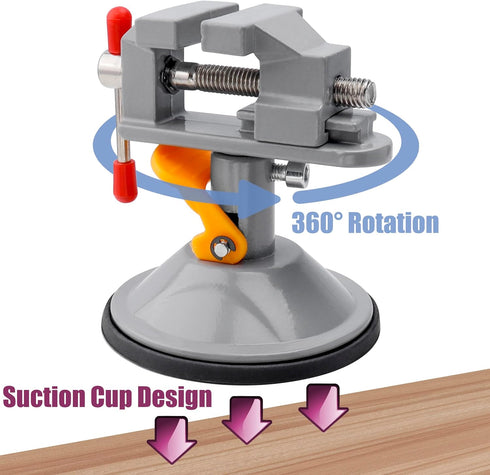 Yakamoz Mini Bench Vise, 360 Degree Suction Vise, Small Table Vice Clamp for Jewelry Making DIY Wood Craft