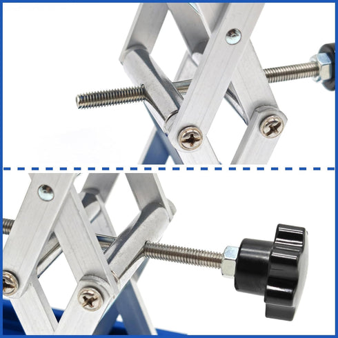 Lab Jack Stand Platform, Mini Scissor Lift 4" x 4", Aluminum Blue, Max. Support 5KG, 145mm Height