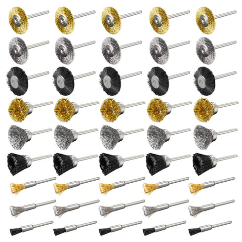 45Pcs Wire Brushes Set, Steel Wire Wheels and Pen Brushes Kit for Rotary Tool with 1/8"(3mm) Shank