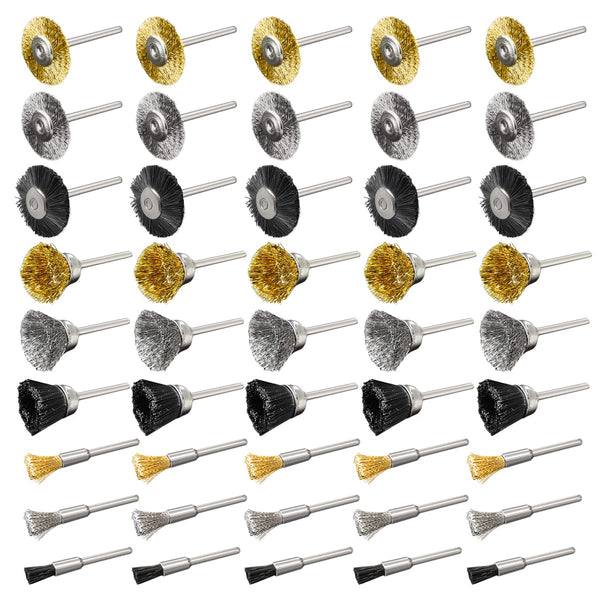 45Pcs Wire Brushes Set, Steel Wire Wheels and Pen Brushes Kit for Rotary Tool with 1/8"(3mm) Shank