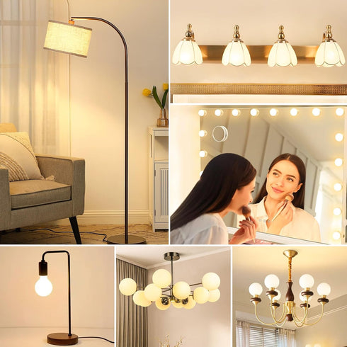 4 Pack G25/G80 Dimmable Bulbs 60W, E26 Bulb 60 3000K, 5W Bulb, E26 Bulbs 500LM MorningLight Globe LED Light LED Watt