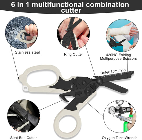 6in1 trauma shears - emergency responders, outdoor emergencies scissor, medical staff, and outdoor camping scissors