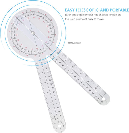 Goniometer Set, 3 Pieces of 6/8/12 Inch Occupational Physical Therapy Protractor Tool Measurement Kit