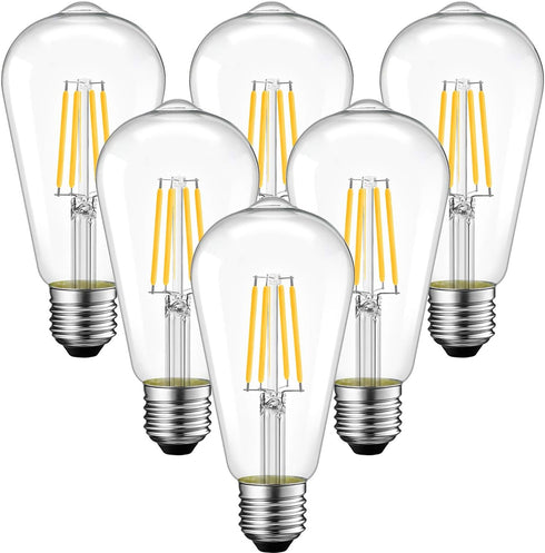 ANWIO Dimmable Vintage LED Edison Bulbs, 5W (60W Equivalent), 500lm, 2700K Warm White Light, E26 Medium Base, Clear