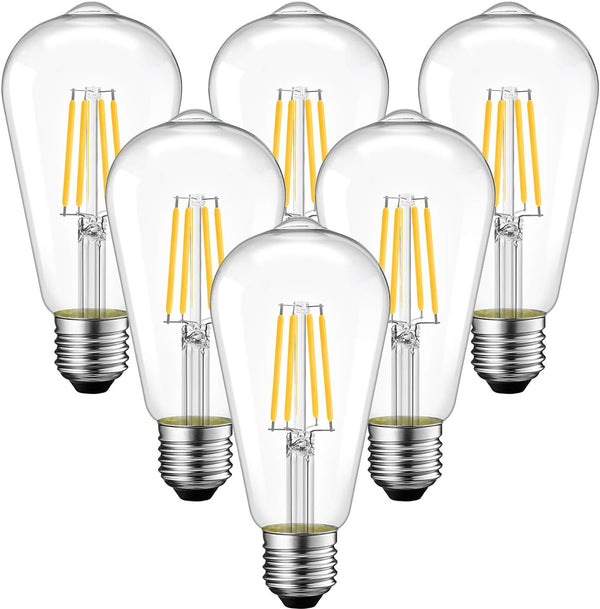 ANWIO Dimmable Vintage LED Edison Bulbs, 5W (60W Equivalent), 500lm, 2700K Warm White Light, E26 Medium Base, Clear