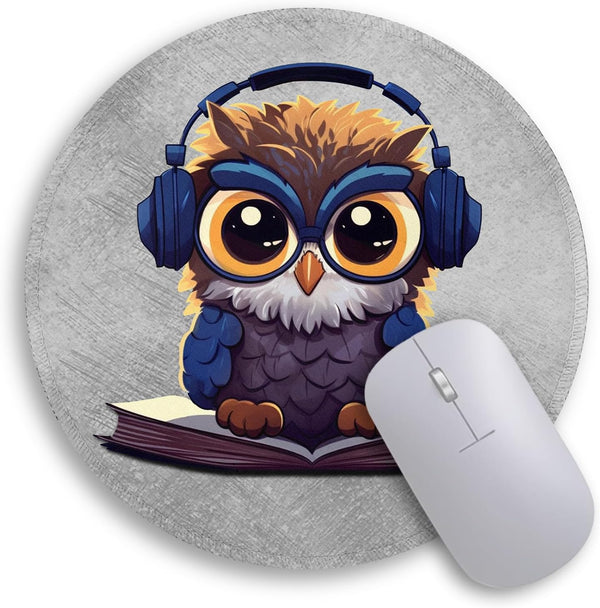 Cute Owl Mouse Pad, Funny Small Mouse Pads for Desk, Round Mousepad for Wireless Mouse Gaming Work Laptop Accessories