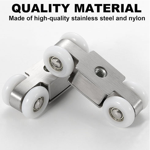 2pcs 4-Wheel Stainless Steel Hanging Wheel for Sliding Doors in Halls and Kitchen Cabinets