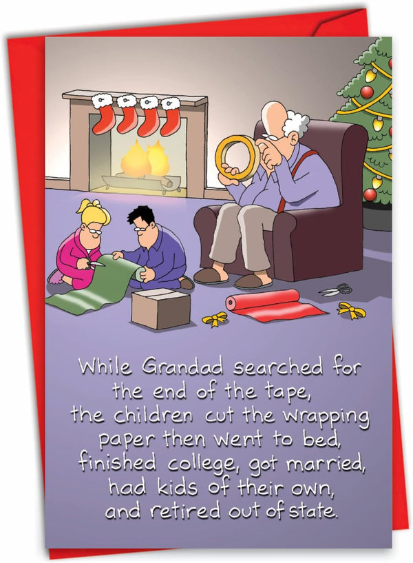 NobleWorks Funny Christmas Greeting Card, 5 x 7 Inch Envelope, Sticky Tape, 1 Card