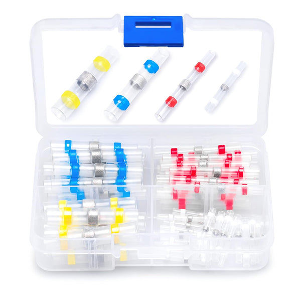 Wirefy 50 PCS Solder Seal Wire Connectors Kit - Heat Shrink Solder Butt Connectors for 26-10 AWG