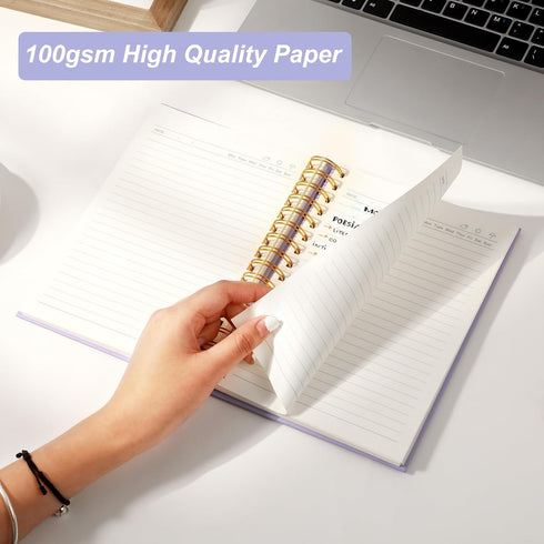 Yoment 6 x 8 College Ruled Subject Spiral Notebook, 100 GSM Thick Paper, Purple Bound Journal for Work School Office
