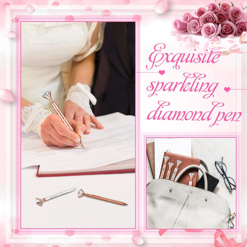 Yexiya Bridal Shower Games Diamond Pens, Bridal Shower Gifts for Guests, Rose Golden Crystal Ballpoint Pens