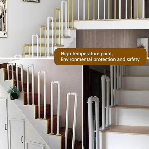 PAUANI 1PCS Villa(White,45cm) U-Shaped Metal Stair Railing Kit, Industrial Stair Handrail, Non-Slip Safety Elderly