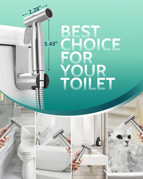 2 Pack) Handheld Toilet Bidet Sprayer for Toilet-Adjustable Water Pressure Control with Bidet Hose for Feminine Wash