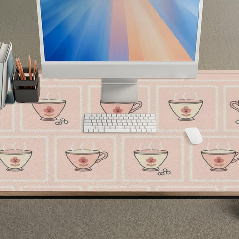Generic 35. 4" 16. 5" Cute Cups Desk Mat Multifunctional Table Protector Pad, Waterproof Dual Sided Desk Mat