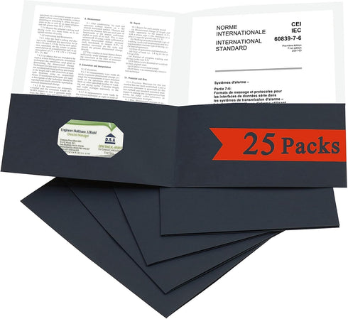 Zzrywuty 25 Packs 2 Pocket File Folders with Business Card Slot, Textured Paper, Letter Size