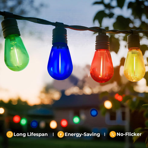 24 Pack S14 Bulbs, 1W Bulbs E26 2200K, Dimmable, GvvooHome Colored LED String Light Plastic Shatterproof Replacement
