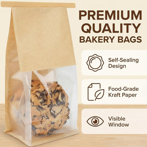 Tavira 70 Pack 11 5.1 3.9 Inches Bread Bags for Homemade Bread, x x Kraft Paper Bakery Bags with Tin Tie Tab Lock