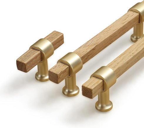 6 Pack Walnut Wooden Drawer Pulls Beech Wood Drawer Handles Wood Hardware for Cabinets Dressers Wood Cabinet knobs