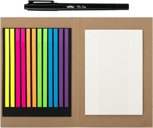Mr. Pen Transparent Highlighter Tape and Sticky Note Set, 331 Pcs, Sticky Index Tabs, Highlight Strips for Books