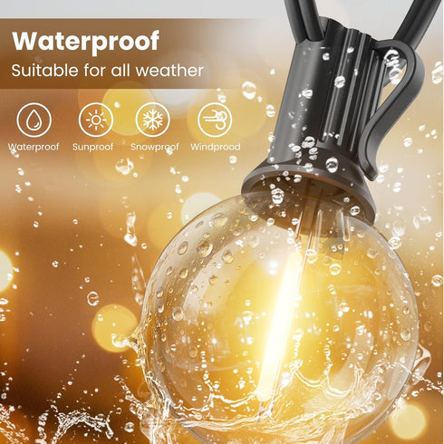 50 26pcs G40 Bulbs, RTTY Outdoor String Lights FT, Patio Light with Shatterproof LED Waterproof Hanging Globe Lighting
