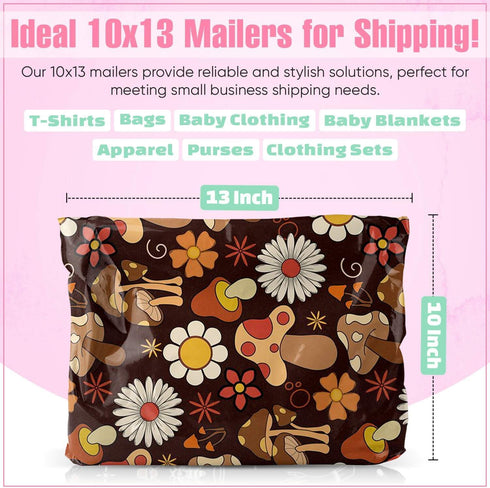 Package Mint Poly Mailers 50 Pack - 10 x 13 Waterproof & Tear Resistant Mailing Envelopes for Small Business (Mushroom)