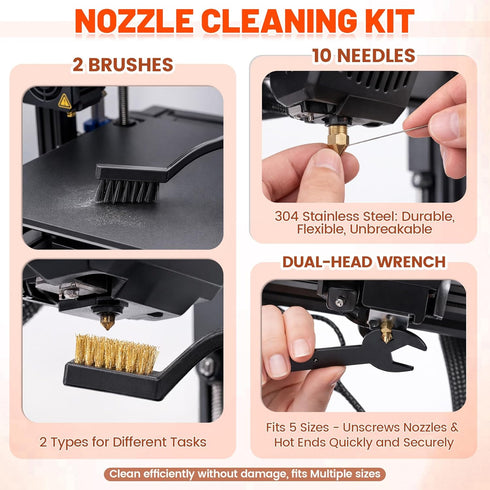 Rhevosil 50pcs 3D Nozzle Printer Tool Kit & Accessories Cleaning Tools, Scrapers, Files, Wire Cutter, Craft Knife, Tube