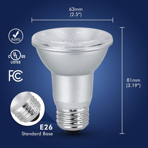 Xtricity LED Light Bulb PAR20, Dimmable Flood Light Bulb, 7 Watt (50W Equivalent), 500 Lumens, 5000k Datlight, 120V, Indoor/Outdoor, Energy Star Certified, UL Listed (2 Pack) by Xtricity