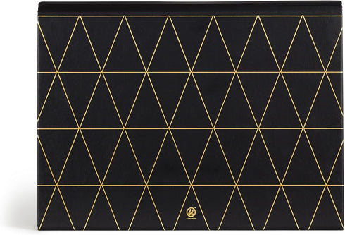 U Brands 13-Pocket Expanding File Folder, Black and Gold Geometric Office Supplies with Brass Hardware, FSC Certified