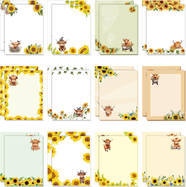 Janlaugh 24 Pads Highland Cow Sticky Notes, 1440 Sheets Self Stick Cute Cow Memo Pads, Office Supplies, Cow Party