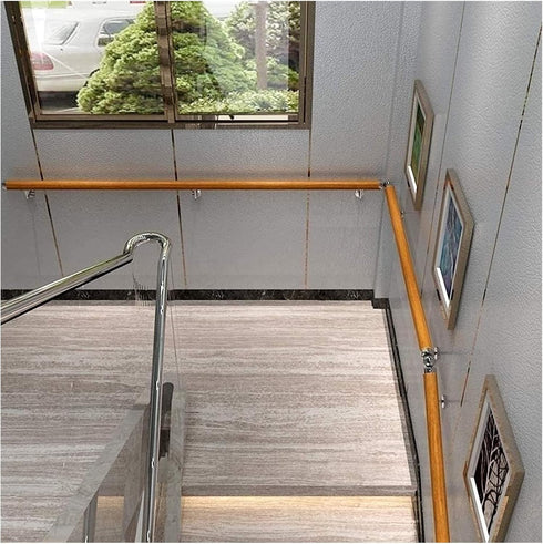 ALDEPO 1Ft-20Ft Non-Slip,20Ft/600Cm Grab Bars Handrails Wooden - Complete Kit, Corridor Non-Slip Stair Railings Support
