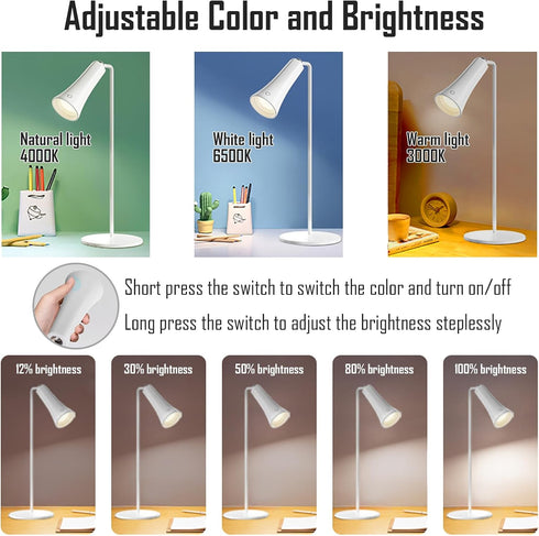 kvppvt 5 360 Modes Rechargeable LED Lamp with Magnet Swivel Joint, Touch Control, Adjustable Brightness, Color, Angle