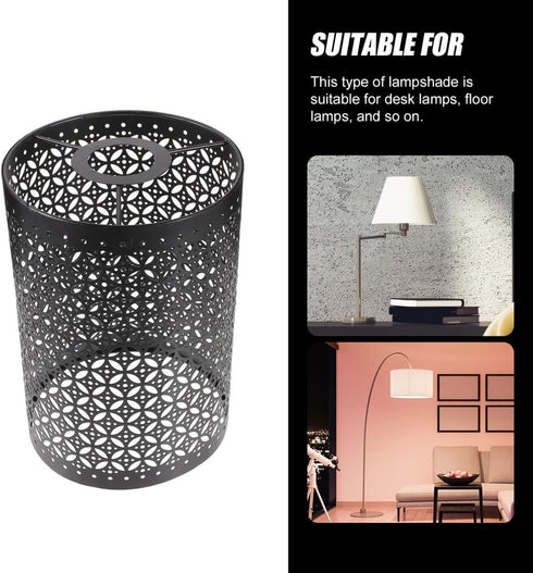 5.66 Inch Angoily Cylindrical Metal Lamp Shade Hollowed Out Design Protective Lamp Cover for Table and Floor Lamps
