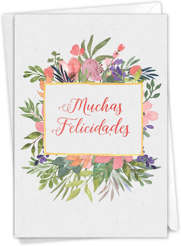 NobleWorks Spanish Congratulations Greeting Card with 5 x 7 Inch Envelope, Good Luck, Muchas Felicidades