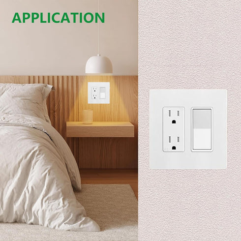 2 Pack 2-Gang Screwless Decorator/Rocker Wallplate Faceplate Cover for Outlet & Switch, Plus-Size, Glossy-White