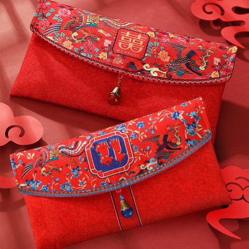 Chinese Wedding Silk Red Envelopes Hong Bao Lucky Money Cash Packets for Weddings