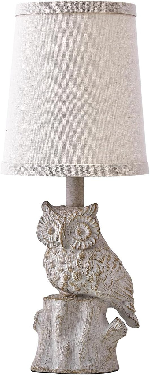 14.25" G-SAFAVA Small Table Lamp for Living Room Farmhouse Bedside Resin Single Lamp with White Owl Lamp Shape