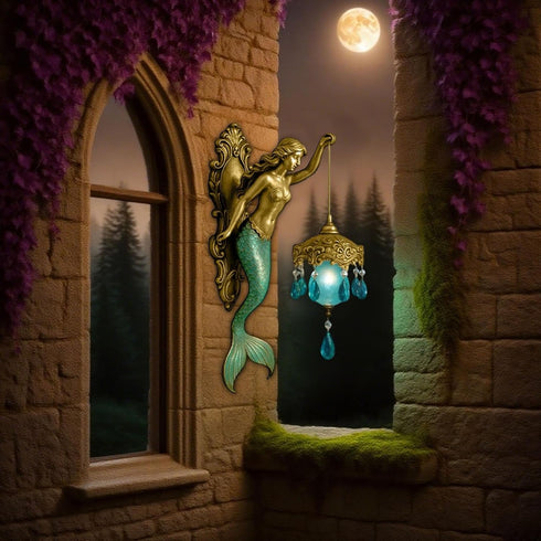 Generic 8Inch (1) Mermaid Wall Lamp, Vintage Wall Sconce, Ocean-Themed Bronze Fixture, Vintage Style Bedroom Hotel