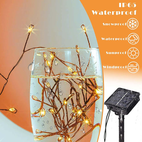 9.8FT 120 8 ITICdecor Solar Powered String Lights Outdoor LED Waterproof Firecracker Fairy Lights with Modes Green