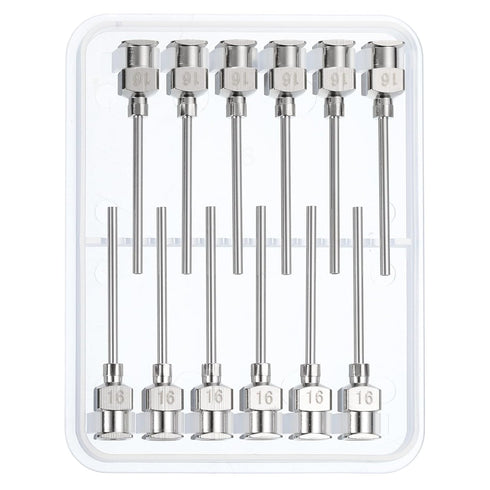 PATIKIL 16Ga x 1 Inch Stainless Steel Dispensing Needle Tips, 12Pcs Metal Glue Needle Tube Blunt Tips for Thick Glue
