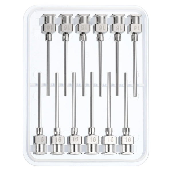 PATIKIL 16Ga x 1 Inch Stainless Steel Dispensing Needle Tips, 12Pcs Metal Glue Needle Tube Blunt Tips for Thick Glue