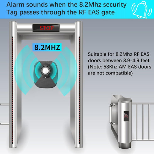 SUN-HOMESHINE 100pcs 8.2MHz 8.2Mhz Anti-Theft Retail EAS Security Hard Tags,Rf Mini Square EAS Tag, Retail Security