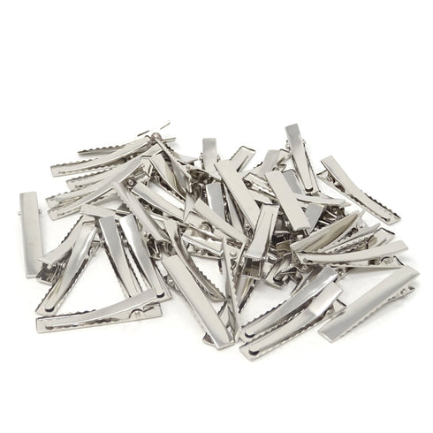 Honbay 50PCS Silver Tone Single Prong Metal Alligator Hair Clips for Arts & Crafts, Office Paper Organization