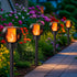 4 Pack Dynaming Solar Torch Lights Outdoor, Flickering Flame Christmas Pathway Solar Globe Lights, Auto On/Off Garden