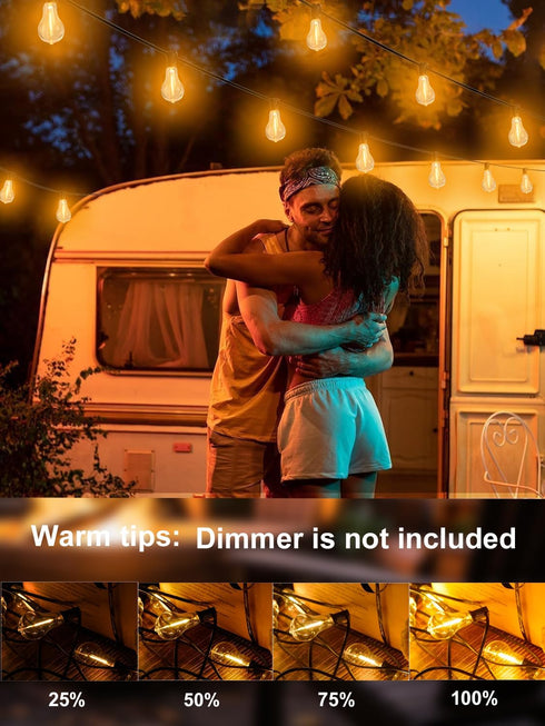 75FT 38 Dimmable A39 Bulbs, 2FT bulbs 2200K DAMAING Outdoor string lights Waterproof patio string lights