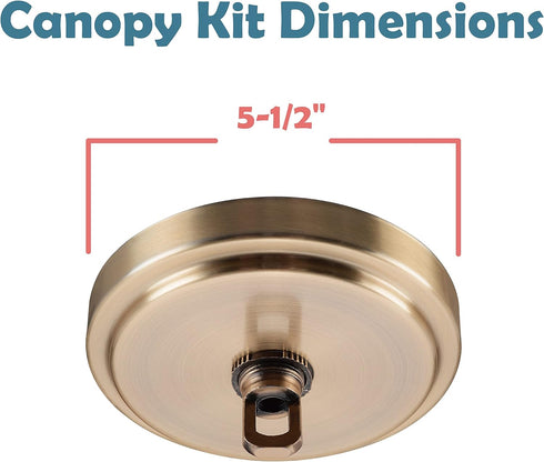 Aspen Creative 21508-42, 5-1/2" 1" 2 Pack Transitional Chandelier & Light Fixture Canopy Kit w/Collar Loop, Warm Brass
