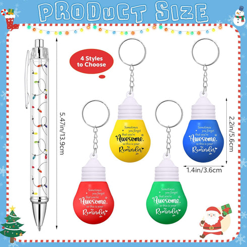 Landical 20 Sets Bulb Bulb Christmas Coworkers Gifts Employee Appreciation Gifts Bulk Light Stress Ball Keychains Pens