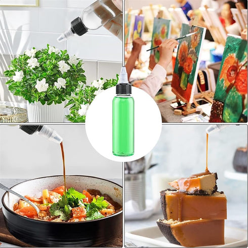 5Pcs 4oz/120ml Plastic Dispensing Bottles with Twist Top Cap, Boston Round LDPE Squeeze Bottles for Crafts
