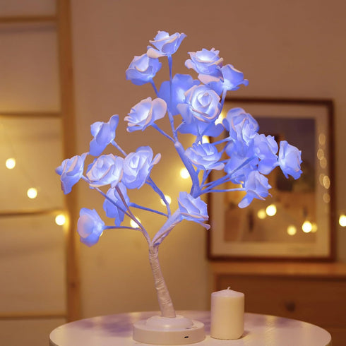 Xoeryoy 16 Rose Lamp, Light Up Rose Flower Tree Lamp with Remote Control, Color Changing LED Flower Desk Lights