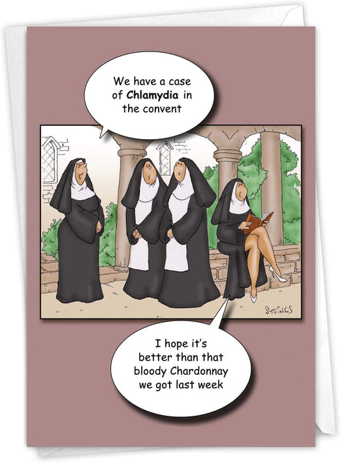 NobleWorks Funny Happy Birthday Card - Cartoon Humor for B-Day, Stationery for Men and Women, Convent 4437
