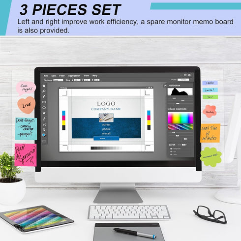 Joyberg 3PCS Monitor Memo Board, Easy to Use for Home Office Desktops